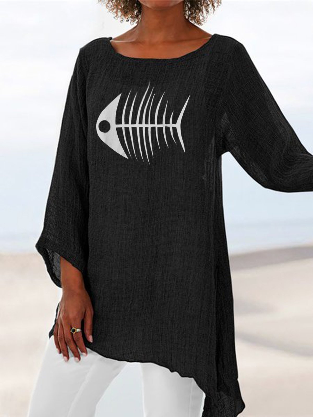 Casual Long Sleeve Cotton Crew Neck Shirts & Tops