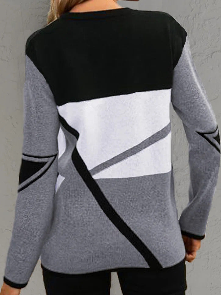 V Neck Geometric Casual TShirt/Tee