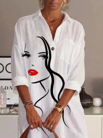 Casual Shirt Collar Long Sleeve Dress