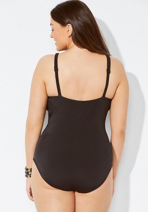 BLACK TWIST RUCHED ONE PIECE SWIMSUIT