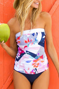 MULTI PRINTED BANDEAU TANKINI SET