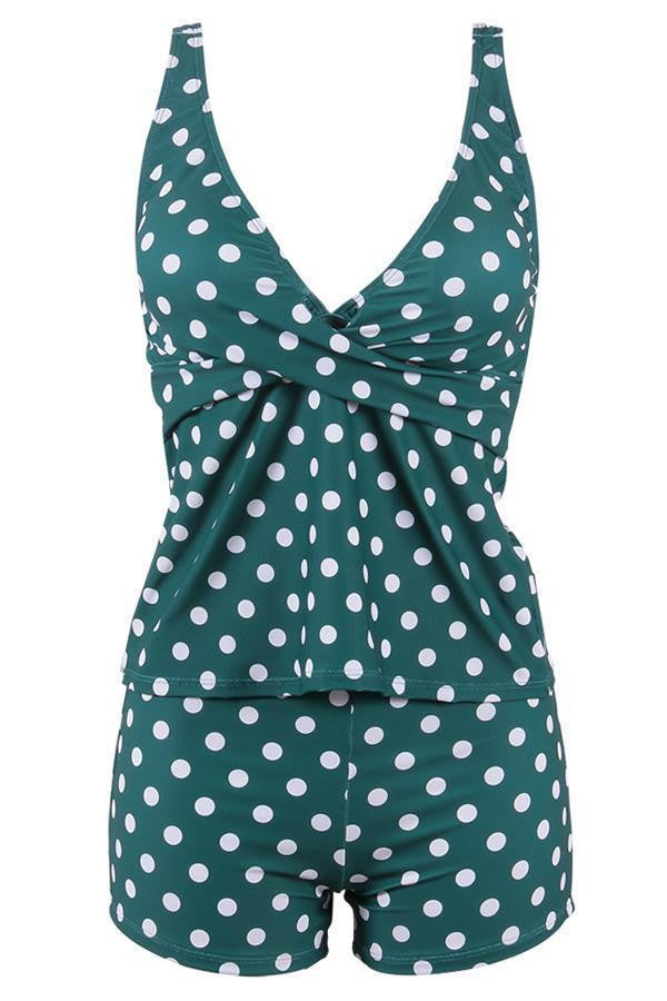 POLKA DOT PRINT SLIM TANKINI SET