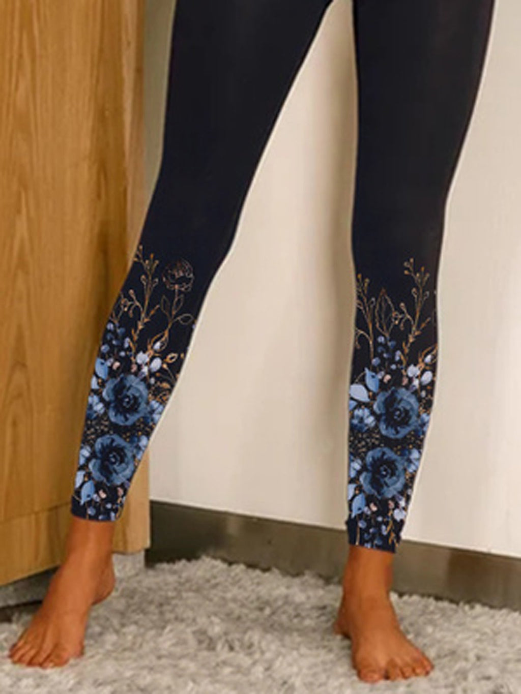 Cotton Blends Floral  Skinny Leggings