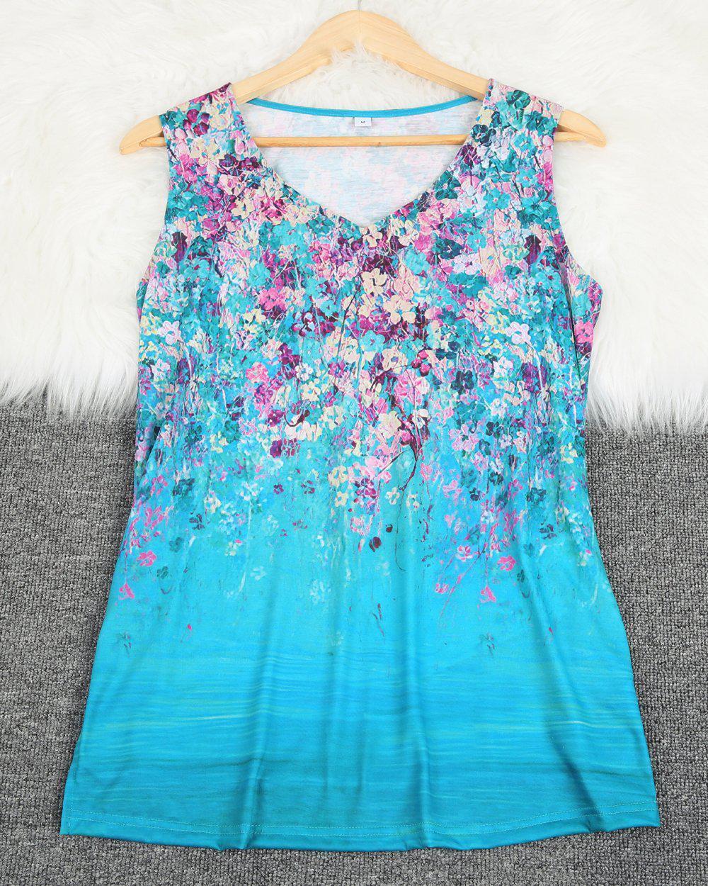 Attractive VNeck Sleeveless Printed Top