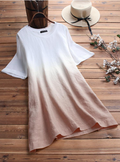 Gradient Short Sleeve Loose Oneck Casual Tshirt