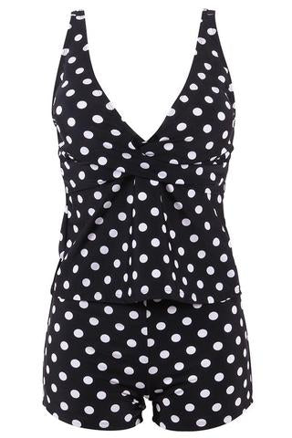 POLKA DOT PRINT SLIM TANKINI SET
