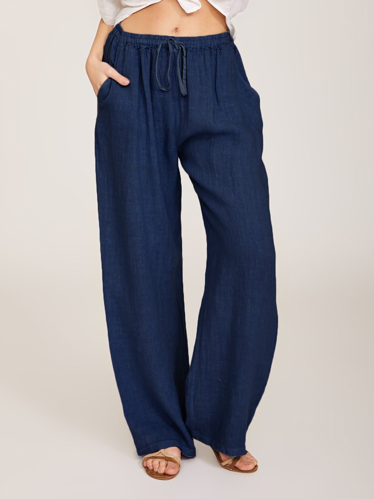 Women Solid Wide Leg Pants
