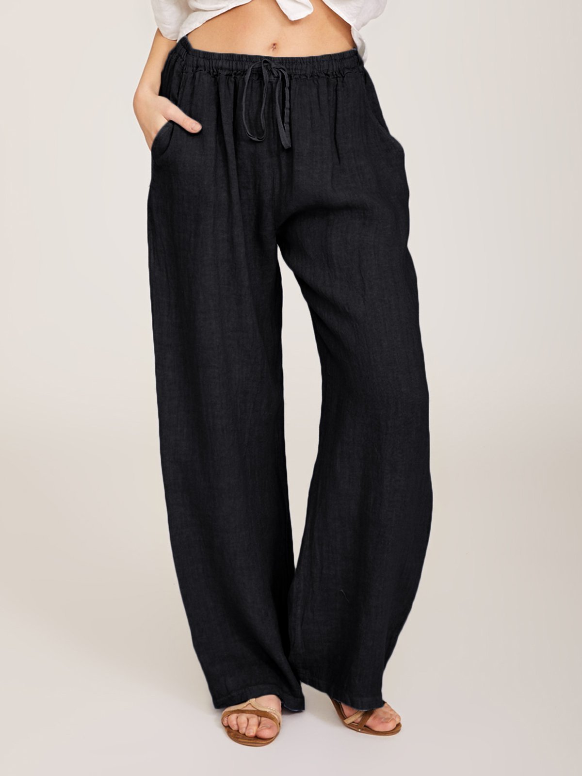 Women Solid Wide Leg Pants