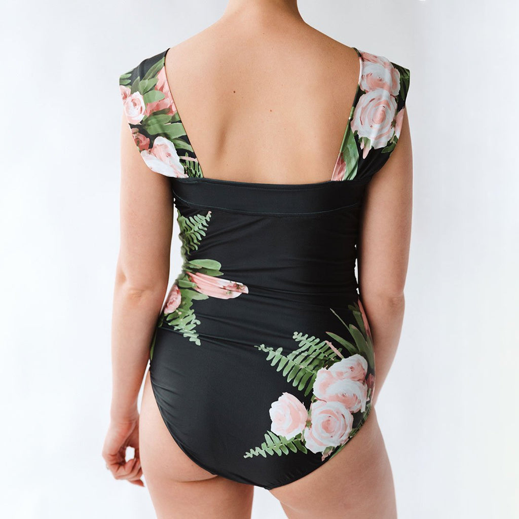 THE FLORAL OFF SHOULDER ONE-PIECE SWIMSUIT