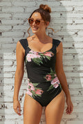 THE FLORAL OFF SHOULDER ONE-PIECE SWIMSUIT