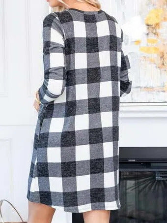 Plaid Casual Long Sleeve Dresses