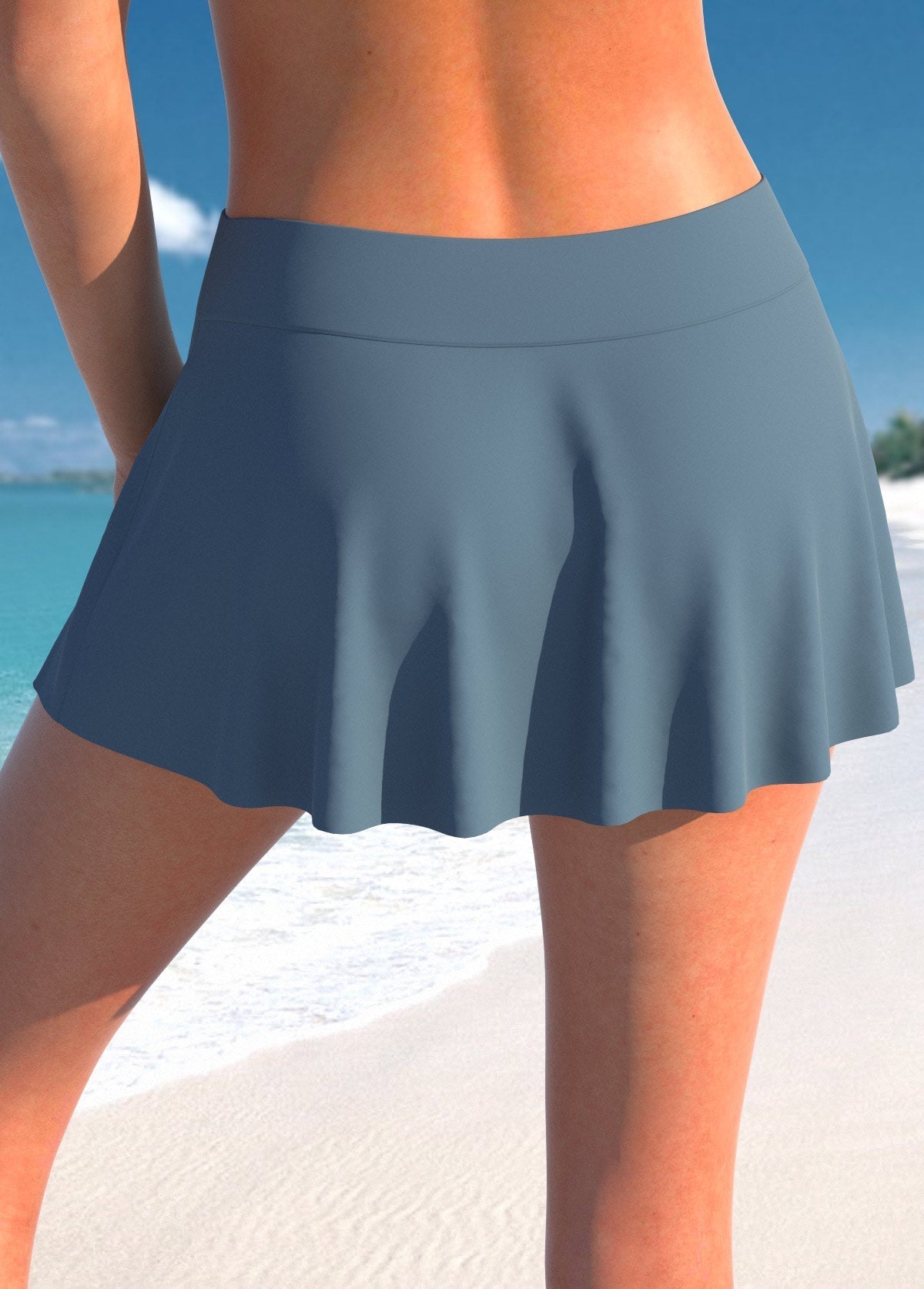 Dark Grey Fake 2in1 Striped Dark Grey Tankini Set