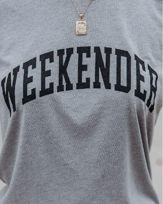 Cotton Blend Grey Round Neck Short Sleeves Tee