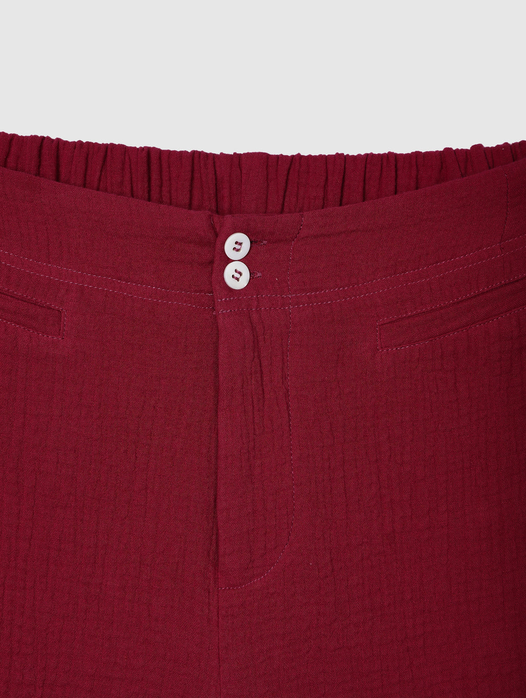Magenta Cotton Solid with Buttons Casual Shorts