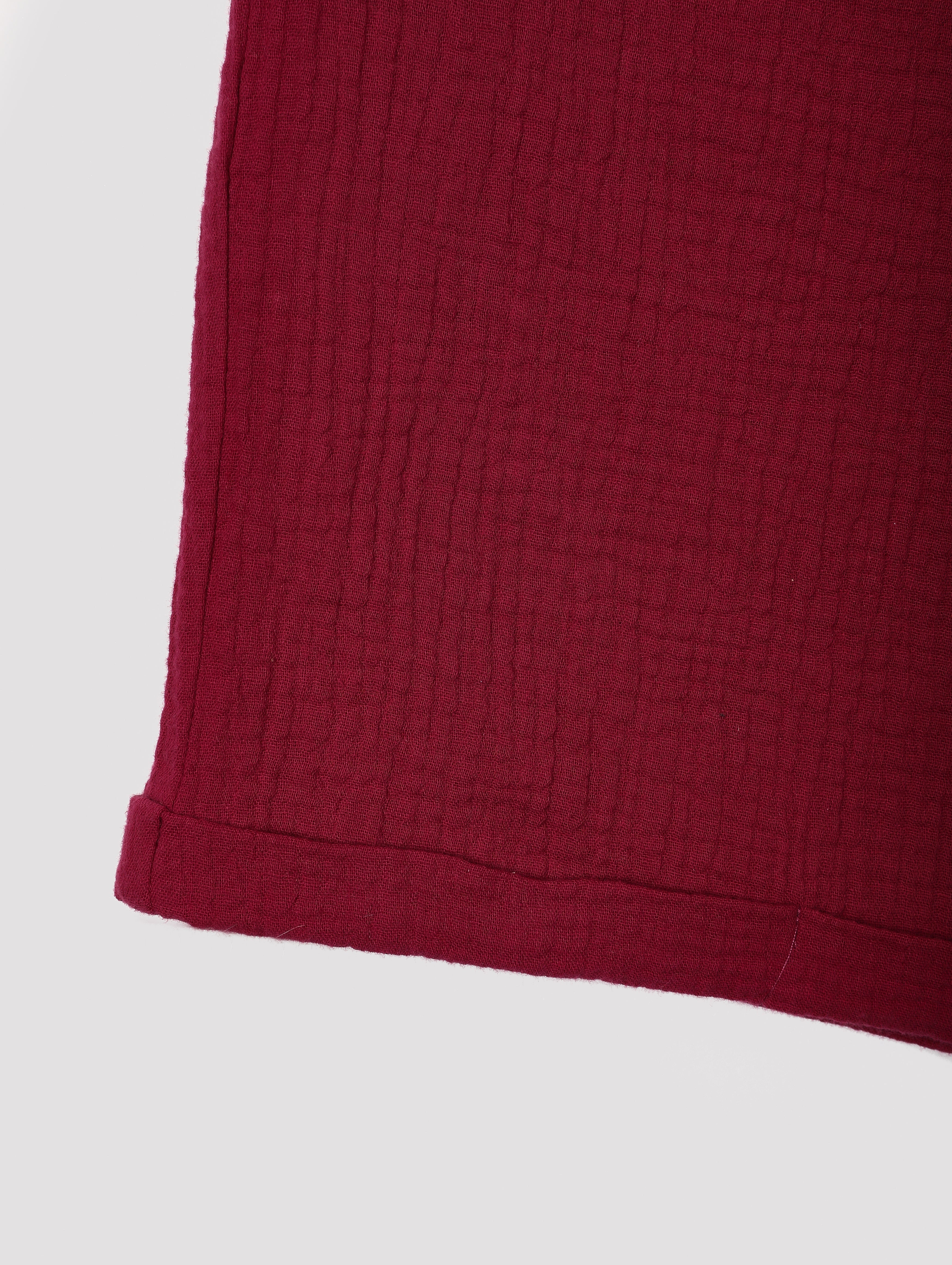 Magenta Cotton Solid with Buttons Casual Shorts