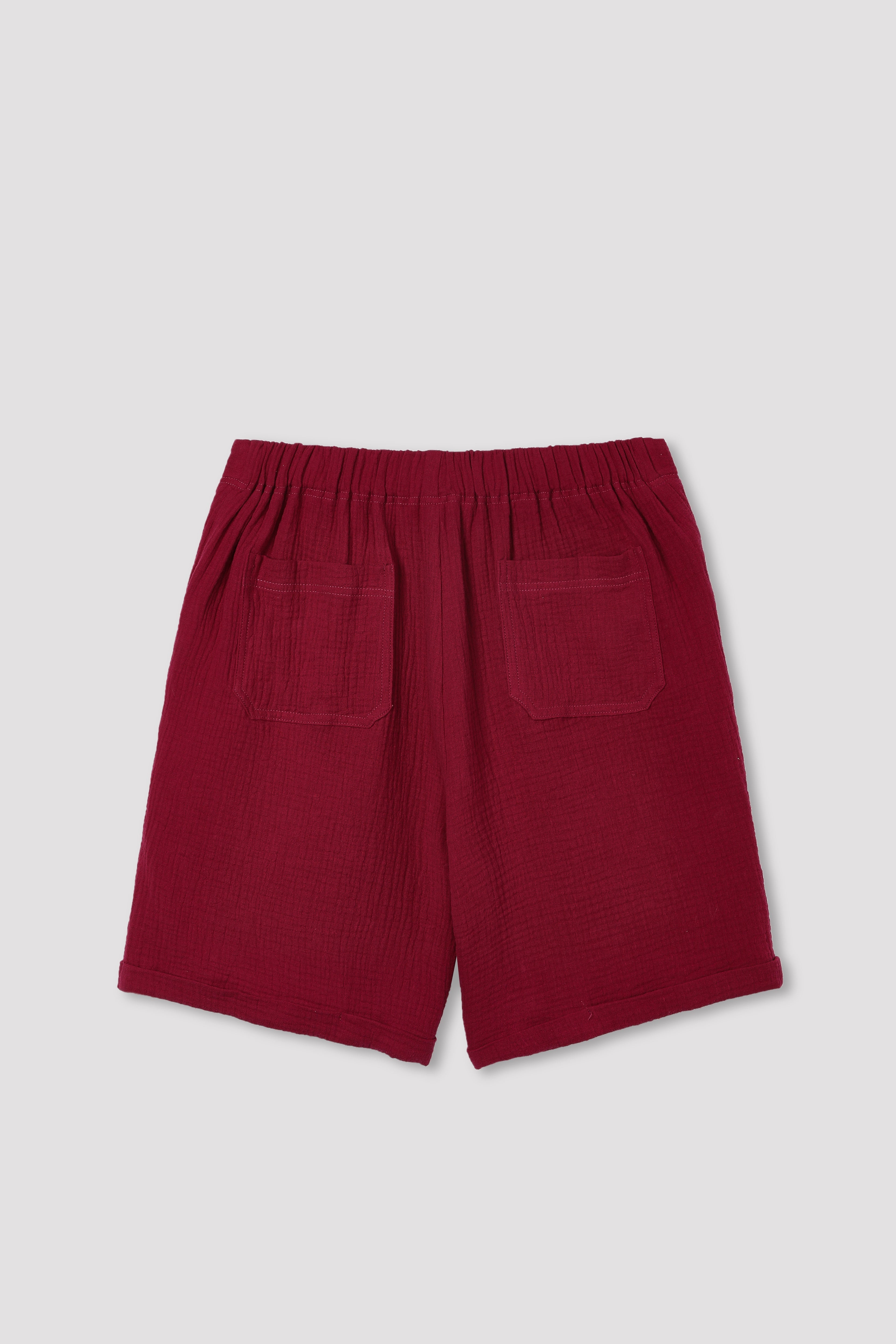 Magenta Cotton Solid with Buttons Casual Shorts