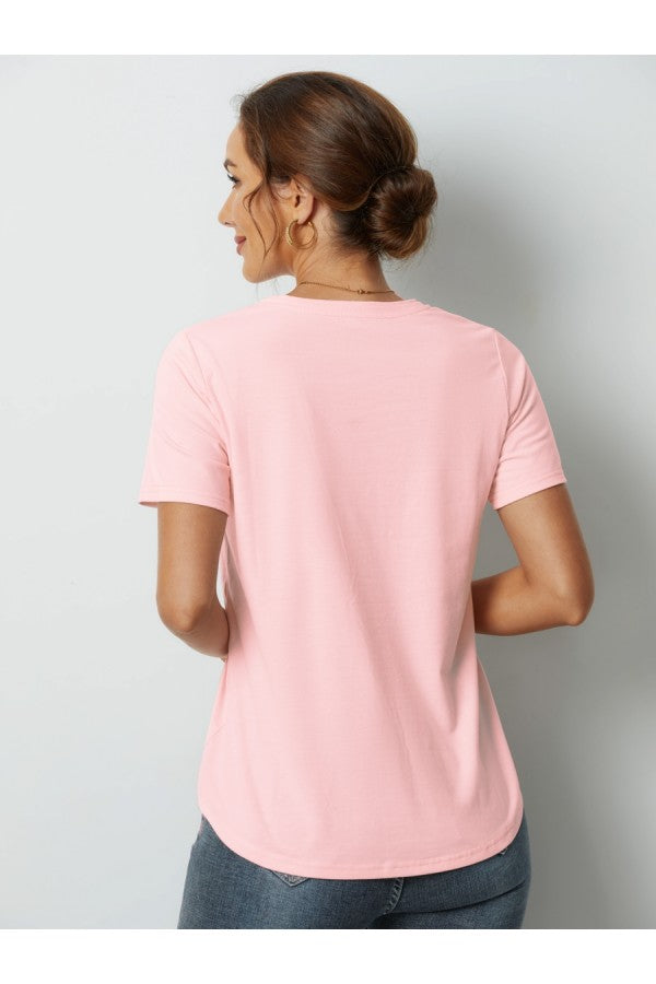 White Solid Round Neck Casual Blouse