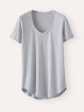 White Solid Round Neck Casual Blouse