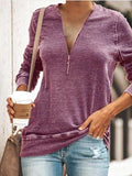 Casual Daily Zipper T-shirt Plus Size